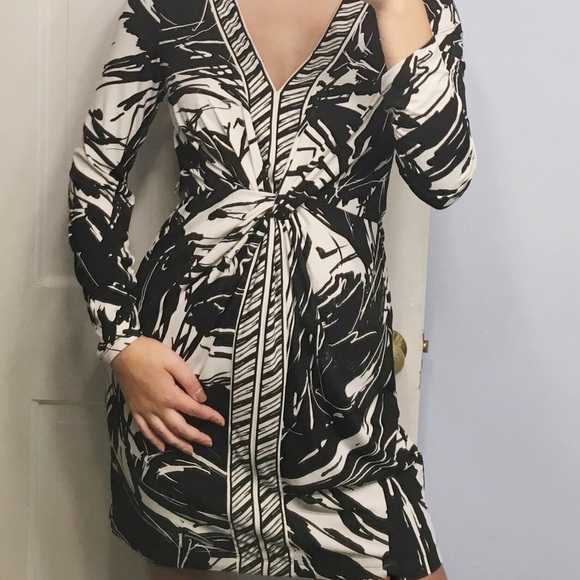 BCBGMAXAZRIA Black and White Patterned Dress - Picture 3 of 3